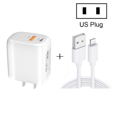 CS-20W Mini Portable PD3.0 + QC3.0 Dual Ports Fast Charger with 3A USB to 8 Pin Data Cable�������...