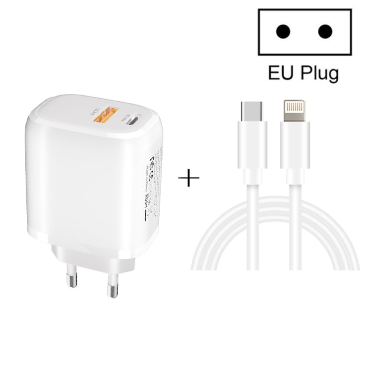 CS-20W Mini Portable PD3.0 + QC3.0 Dual Ports Fast Charger with 3A Type-C to 8 Pin Data Cable����...