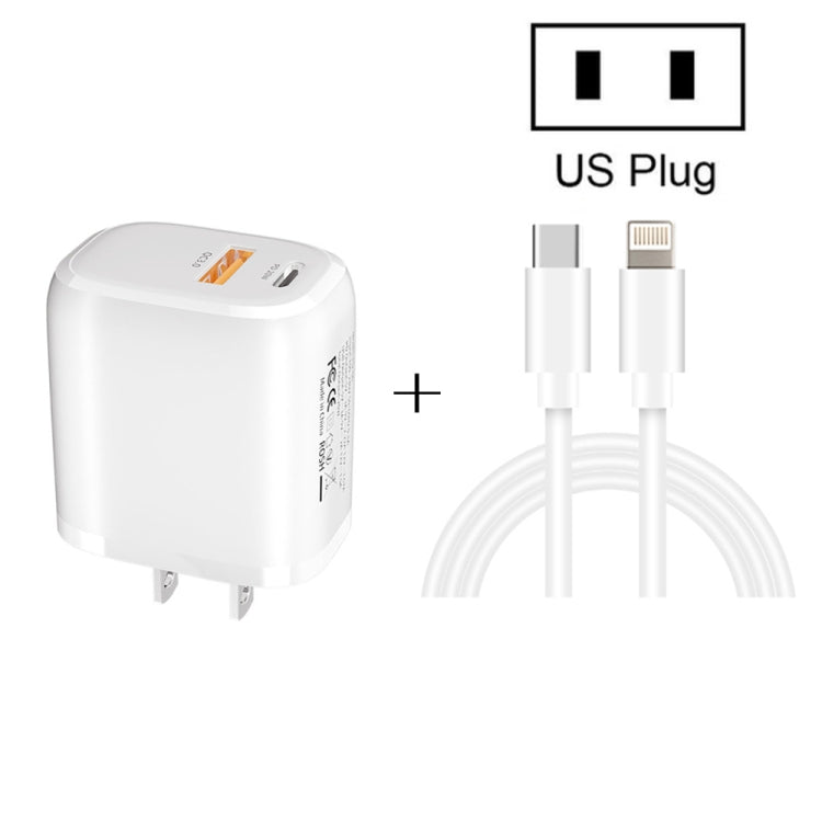CS-20W Mini Portable PD3.0 + QC3.0 Dual Ports Fast Charger with 3A Type-C to 8 Pin Data Cable����...