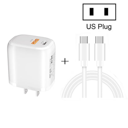 CS-20W Mini Portable PD3.0 + QC3.0 Dual Ports Fast Charger with 3A Type-C to Type-C  Data Cable��...