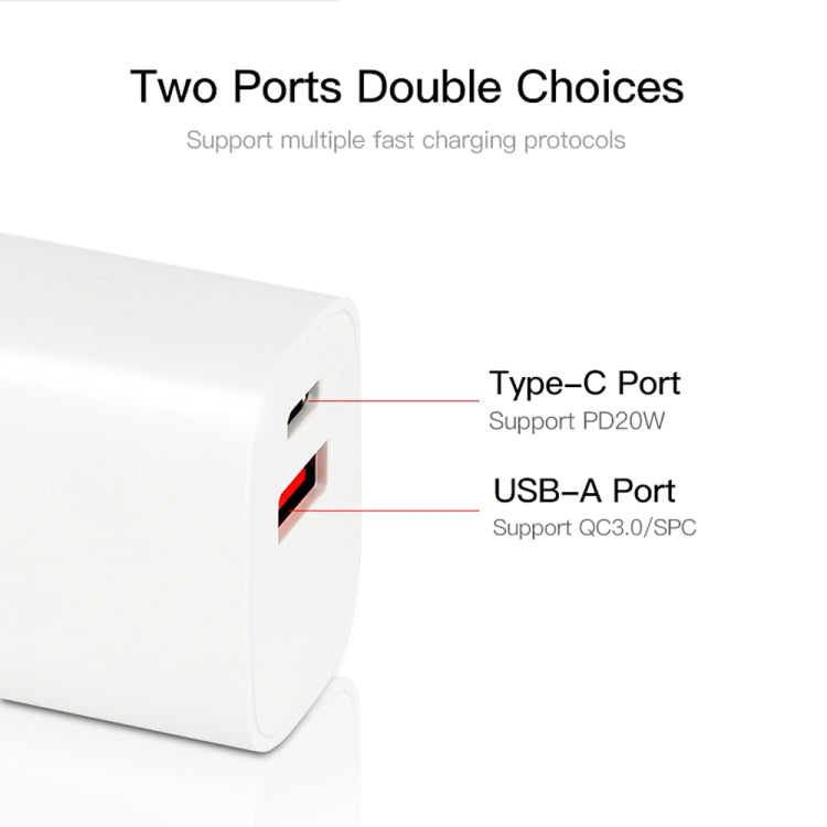 CS-20W Mini Portable PD3.0 + QC3.0 Dual Ports Fast Charger with 3A Type-C to Type-C  Data Cable��...