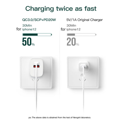 CS-20W Mini Portable PD3.0 + QC3.0 Dual Ports Fast Charger with 3A Type-C to Type-C  Data Cable��...