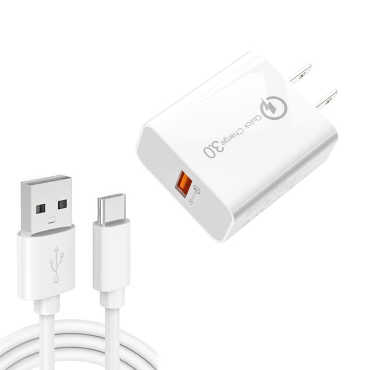 APD-2003 18W QC3.0 Single Port USB Charger with 1m USB to Type-C Data Cable����������������������...