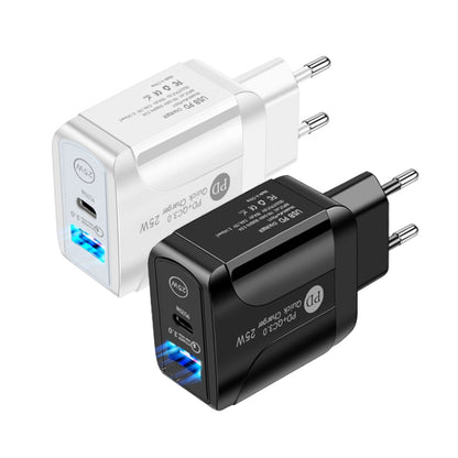 PD25W USB-C / Type-C + QC3.0 USB Dual Ports Fast Charger with USB to Type-C Data Cable, EU Plug��...