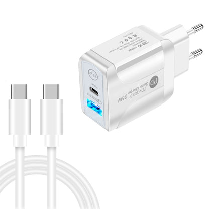 PD25W USB-C / Type-C + QC3.0 USB Dual Ports Fast Charger with USB-C to USB-C Data Cable, EU Plug�...