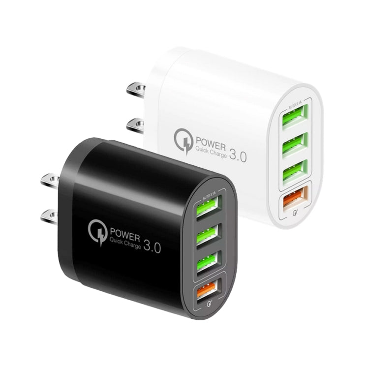 QC-04 QC3.0 + 3 x USB 2.0 Multi-ports Charger for Mobile Phone Tablet, US Plug, US Plug