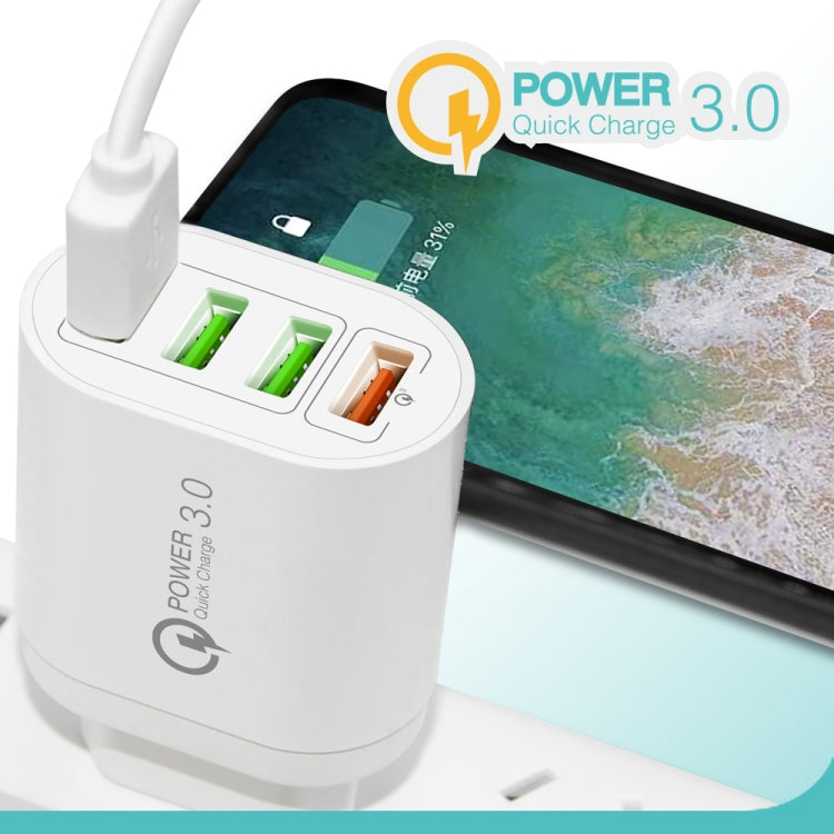 QC-04 QC3.0 + 3 x USB 2.0 Multi-ports Charger for Mobile Phone Tablet, EU Plug, EU Plug