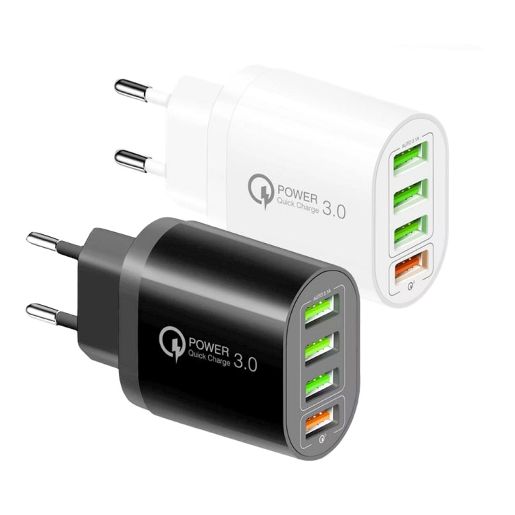 QC-04 QC3.0 + 3 x USB2.0 Multi-ports Charger with 3A USB to Micro USB Data Cable, EU Plug��������...