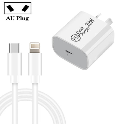 AU-20W PD USB-C / Type-C Travel Charger with USB-C to 8 Pin Data Cable, AU Plug������������������...