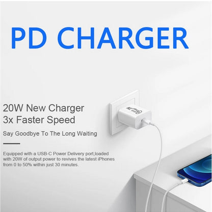 AU-20W PD USB-C / Type-C Travel Charger with USB-C to 8 Pin Data Cable, AU Plug������������������...