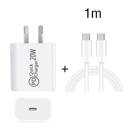 AU-20W PD USB-C / Type-C Travel Charger with Type-C to Type-C Data Cable, AU Plug����������������...