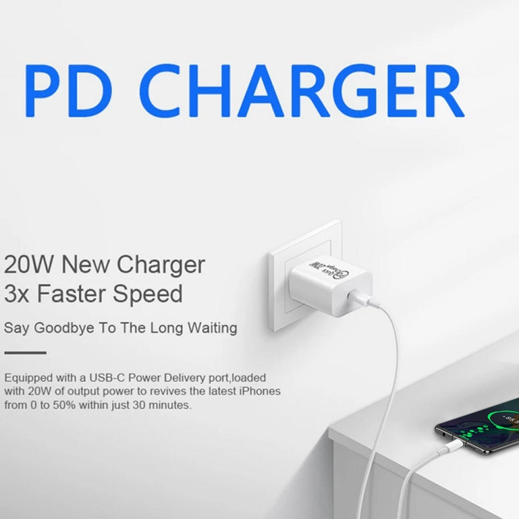 AU-20W PD USB-C / Type-C Travel Charger with Type-C to Type-C Data Cable, AU Plug����������������...