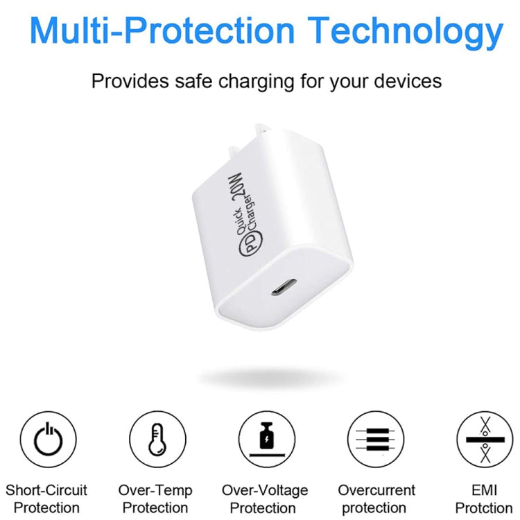 AU-20W PD USB-C / Type-C Travel Charger with Type-C to Type-C Data Cable, AU Plug����������������...