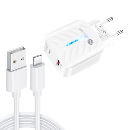 PD03 20W PD3.0 + QC3.0 USB Charger with USB to 8 Pin Data Cable, EU Plug�������������������������...