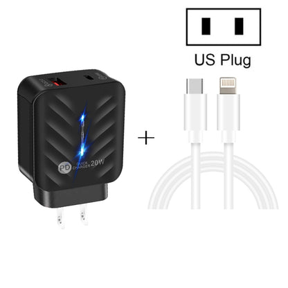 PD03 20W PD3.0 + QC3.0 USB Charger with Type-C to 8 Pin Data Cable, US Plug����������������������...