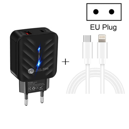 PD03 20W PD3.0 + QC3.0 USB Charger with Type-C to 8 Pin Data Cable, EU Plug����������������������...