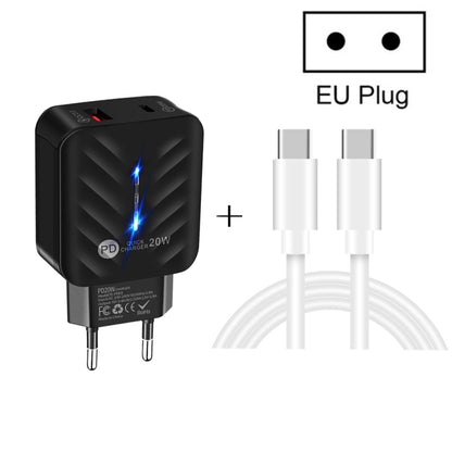 PD03 20W PD3.0 + QC3.0 USB Charger with Type-C to Type-C Data Cable, EU Plug���������������������...