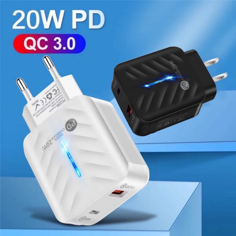 PD03 20W PD3.0 + QC3.0 USB Charger with Type-C to Type-C Data Cable, EU Plug���������������������...