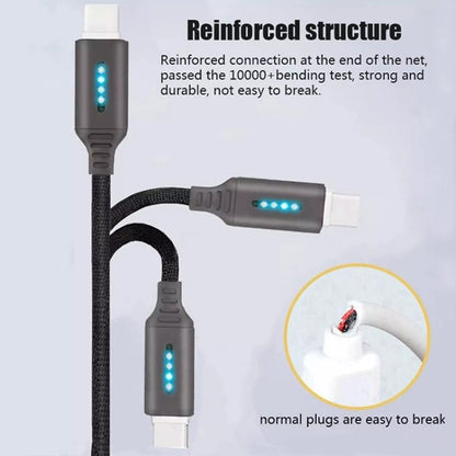Type-c Intelligent automatic Power cut-off Cable for Zinc Alloy in Light-emitting Data Line
