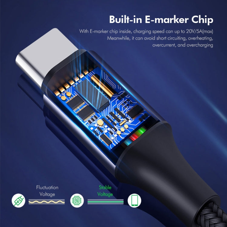 ENKAY PD100W 5A USB-C / Type-C to Type-C Elbow Fast Charging Cable with E-Marker, 1m, 2m
