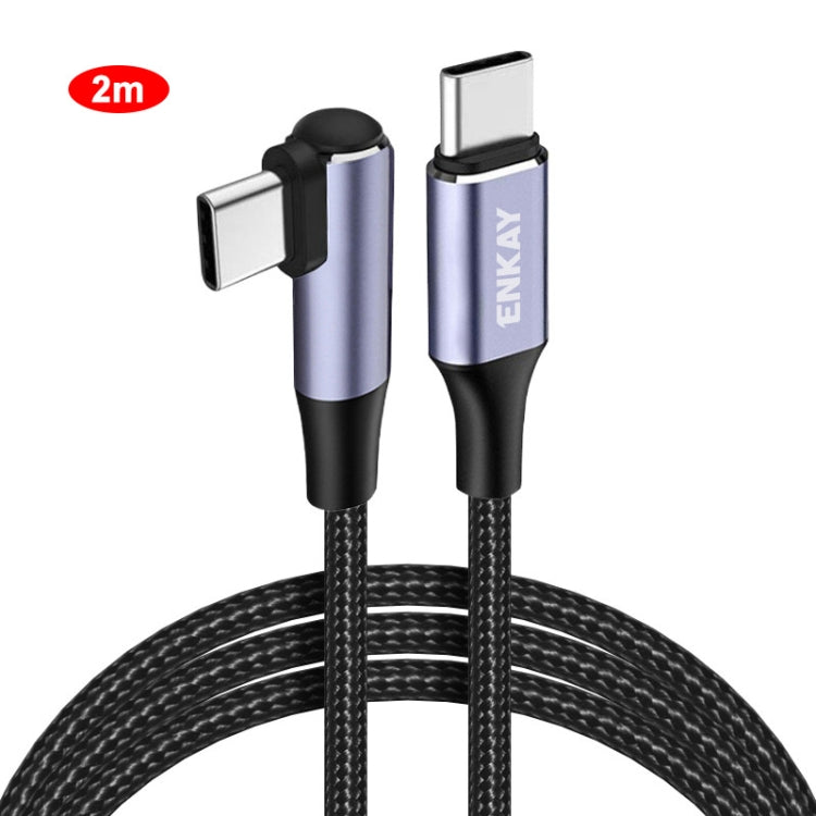 ENKAY PD100W 5A USB-C / Type-C to Type-C Elbow Fast Charging Cable with E-Marker, 1m, 2m
