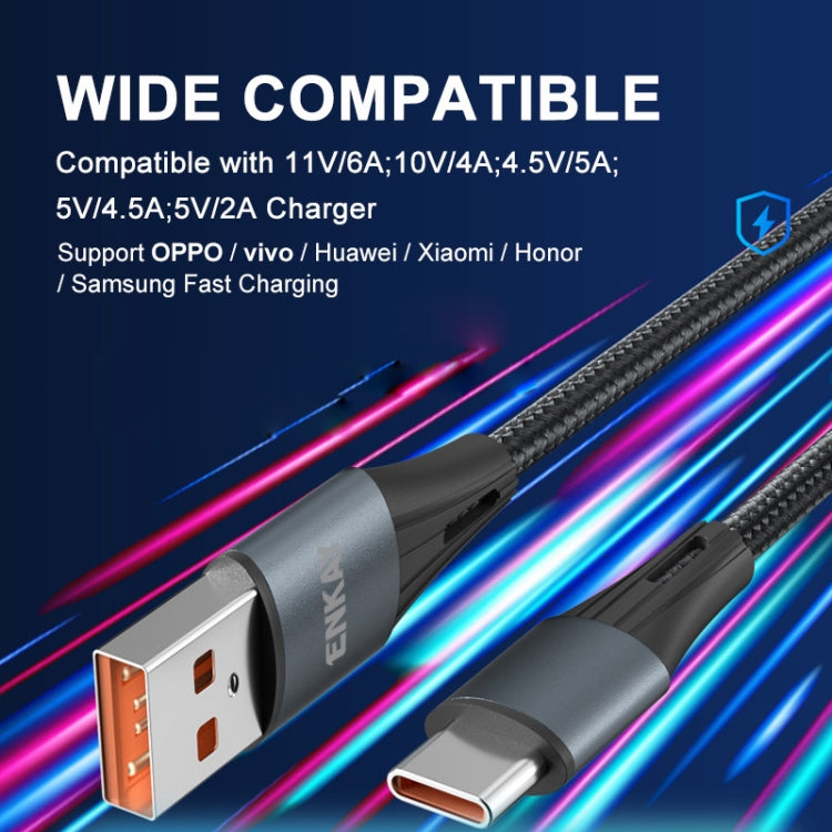 ENKAY 66W USB to USB-C / Type-C Full Protocol 6A Fast Charging Data Cable, 2m