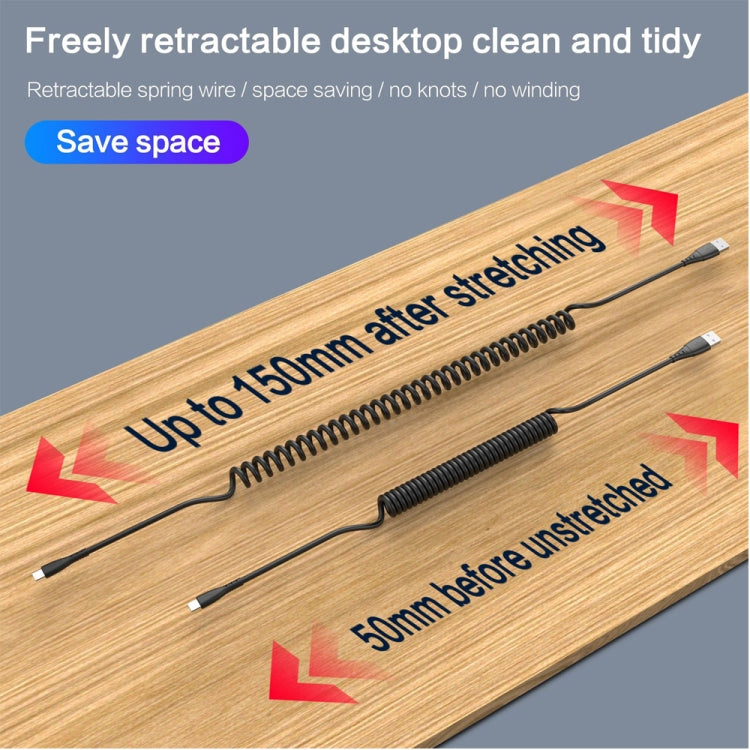1.5m Spring Telescopic Mobile Phone Fast Charging Data Cable, USB to 8 Pin, USB to Type-C��������...