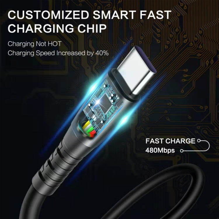 1.5m Spring Telescopic Mobile Phone Fast Charging Data Cable, USB to 8 Pin, USB to Type-C��������...