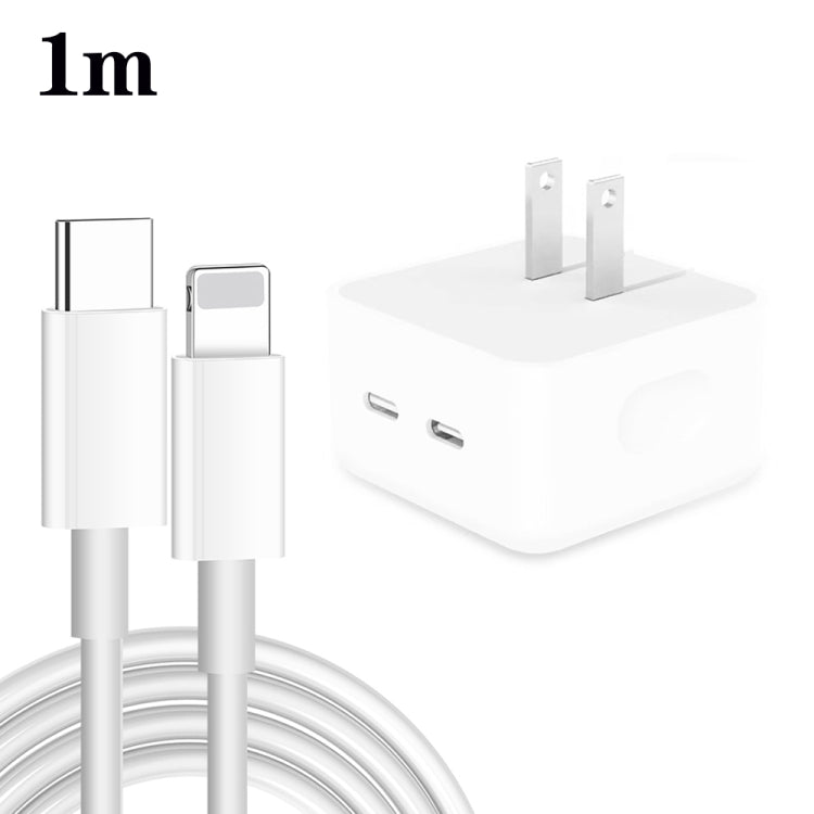 PD 35W Dual USB-C / Type-C Ports Charger with Type-C to 8 Pin Data Cable, US Plug����������������...