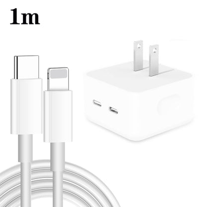 PD 35W Dual USB-C / Type-C Ports Charger with Type-C to 8 Pin Data Cable, US Plug����������������...