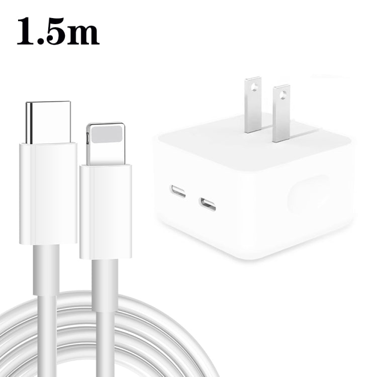 PD 35W Dual USB-C / Type-C Ports Charger with Type-C to 8 Pin Data Cable, US Plug����������������...