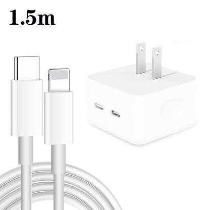 PD 35W Dual USB-C / Type-C Ports Charger with Type-C to 8 Pin Data Cable, US Plug����������������...