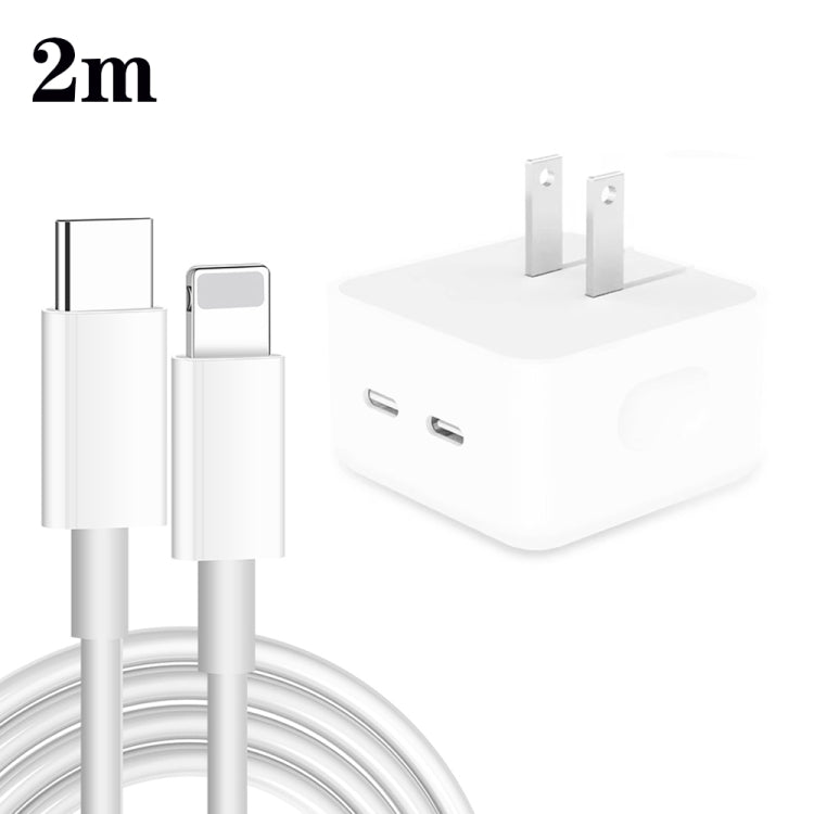 PD 35W Dual USB-C / Type-C Ports Charger with Type-C to 8 Pin Data Cable, US Plug����������������...