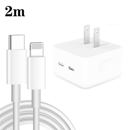 PD 35W Dual USB-C / Type-C Ports Charger with Type-C to 8 Pin Data Cable, US Plug����������������...