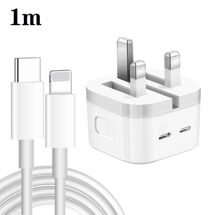 PD 35W Dual USB-C / Type-C Ports Charger with Type-C to 8 Pin Data Cable, UK Plug����������������...