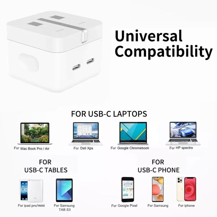 PD 35W Dual USB-C / Type-C Ports Charger with Type-C to 8 Pin Data Cable, UK Plug����������������...