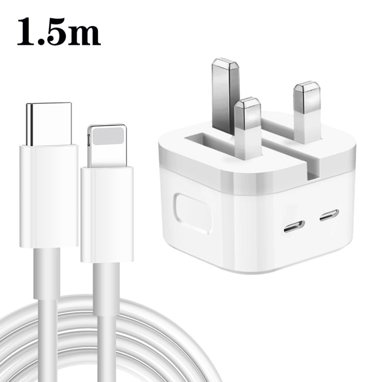 PD 35W Dual USB-C / Type-C Ports Charger with Type-C to 8 Pin Data Cable, UK Plug����������������...