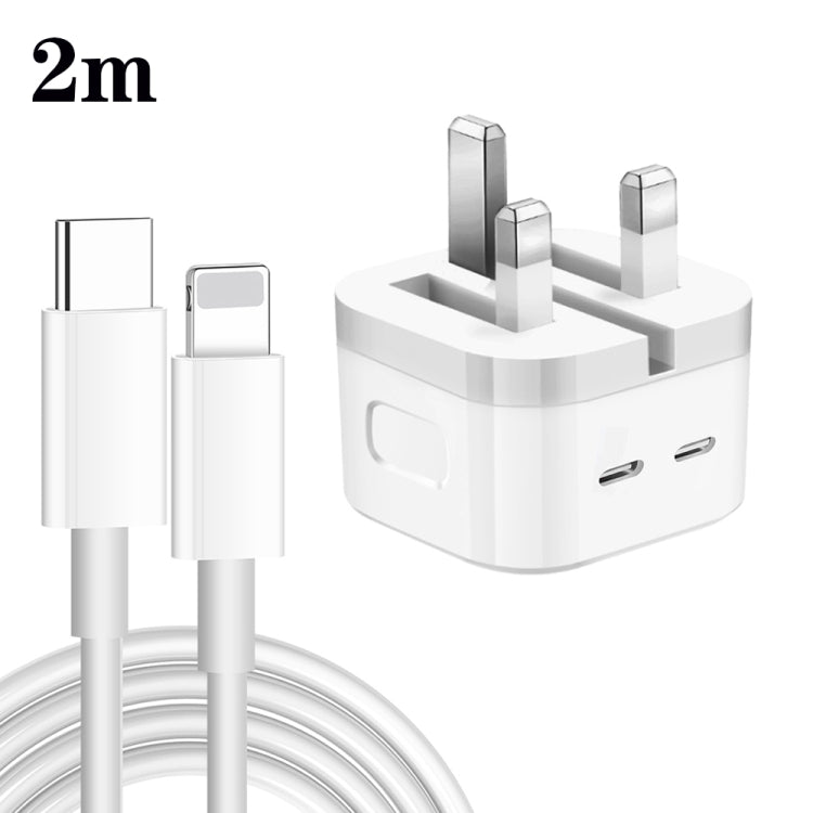 PD 35W Dual USB-C / Type-C Ports Charger with Type-C to 8 Pin Data Cable, UK Plug����������������...
