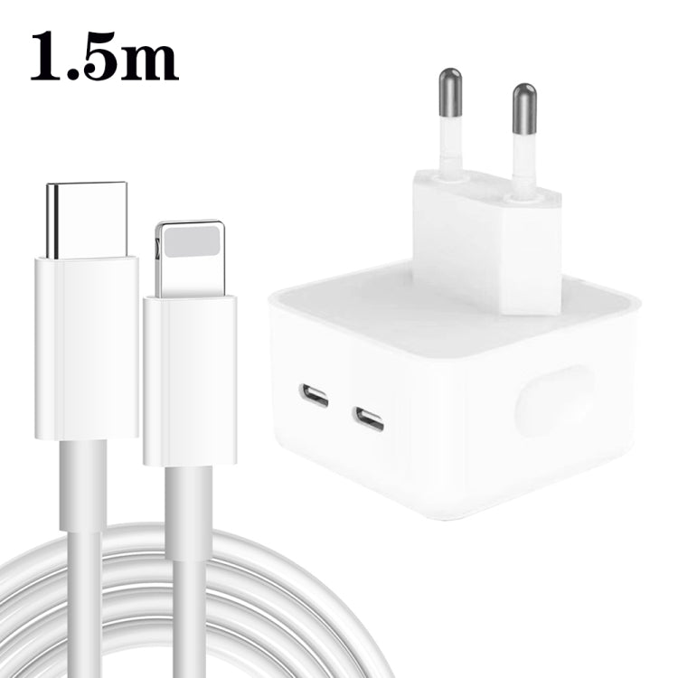 PD 35W Dual USB-C / Type-C Ports Charger with Type-C to 8 Pin Data Cable, EU Plug����������������...