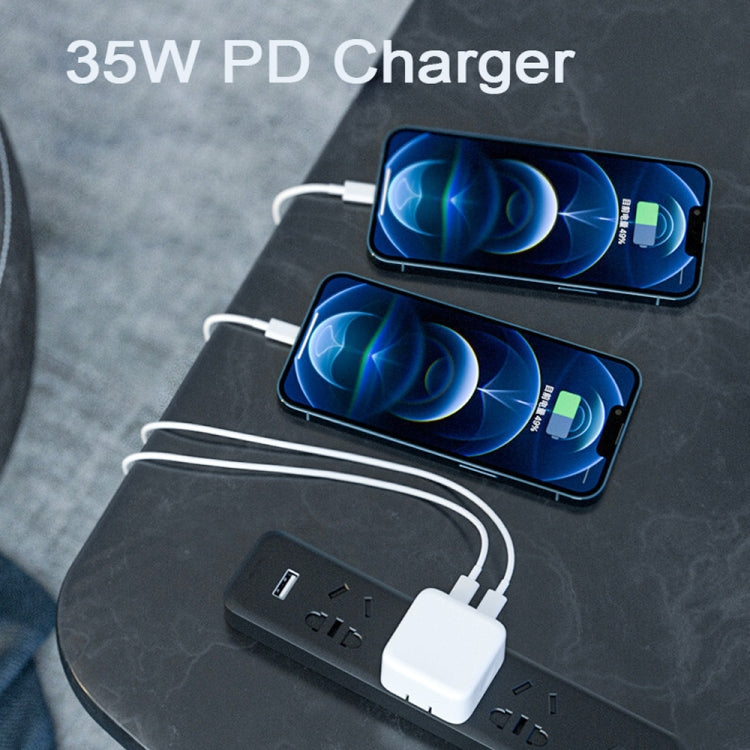 PD 35W Dual USB-C / Type-C Ports Charger with Type-C to 8 Pin Data Cable, EU Plug����������������...