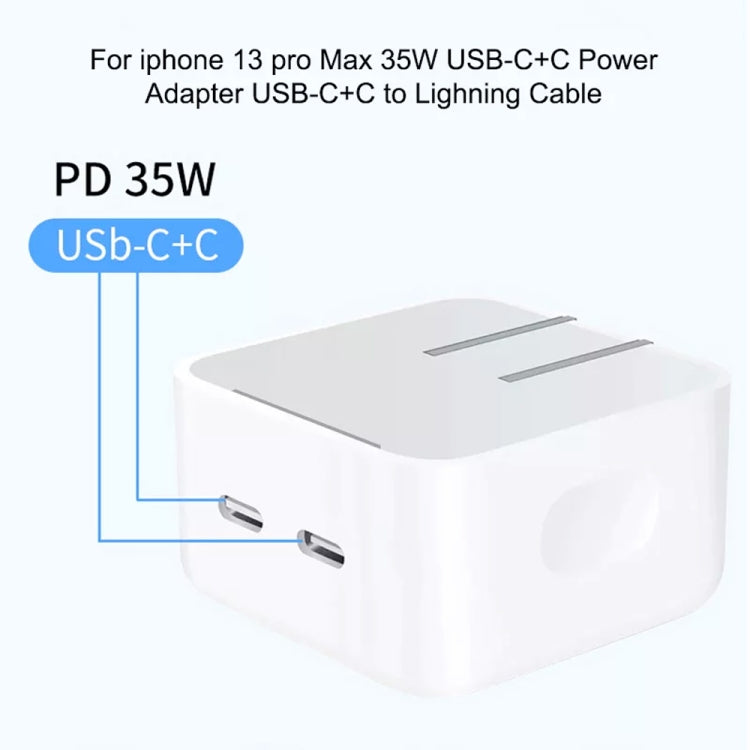 PD 35W Dual USB-C / Type-C Ports Charger with Type-C to Type-C Data Cable, US Plug���������������...
