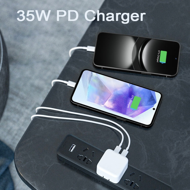 PD 35W Dual USB-C / Type-C Ports Charger with Type-C to Type-C Data Cable, US Plug���������������...