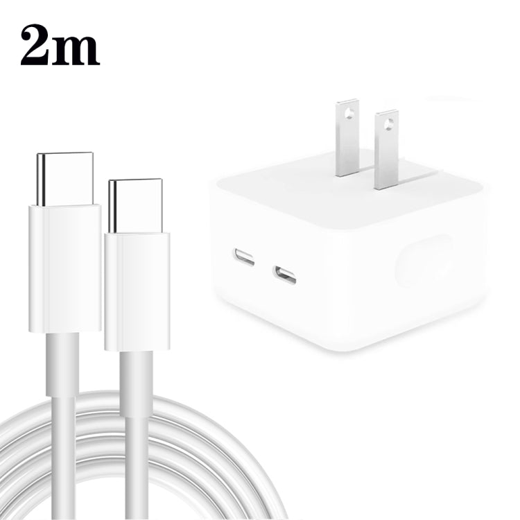 PD 35W Dual USB-C / Type-C Ports Charger with Type-C to Type-C Data Cable, US Plug���������������...