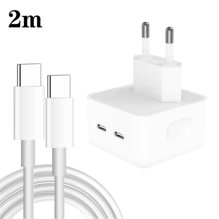 PD 35W Dual USB-C / Type-C Ports Charger with Type-C to Type-C Data Cable, EU Plug���������������...