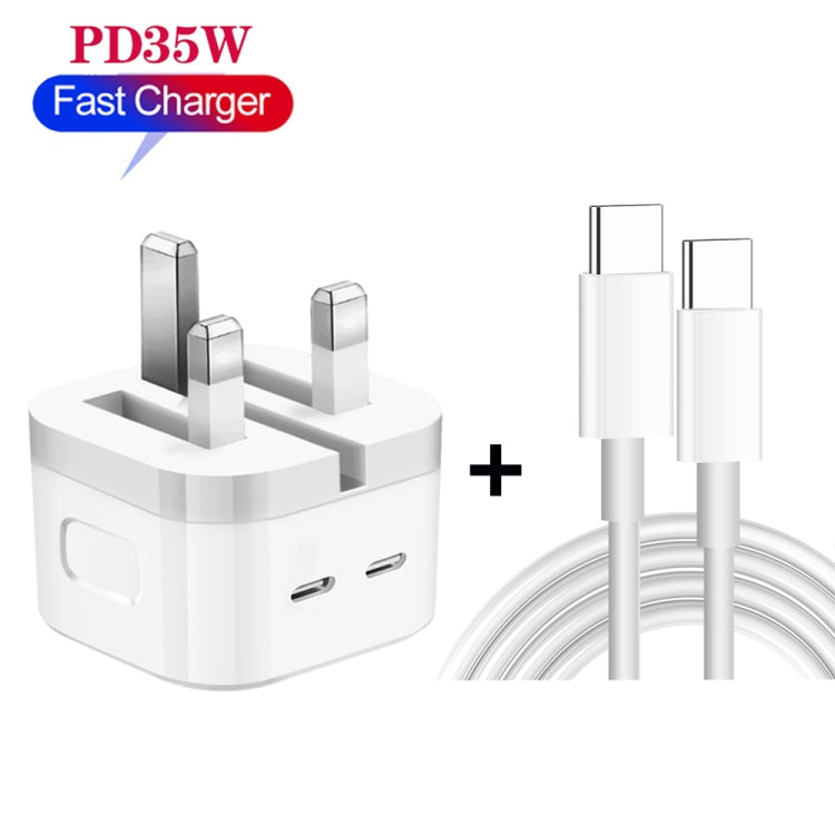 PD 35W Dual USB-C / Type-C Ports Charger with Type-C to Type-C Data Cable, UK Plug���������������...