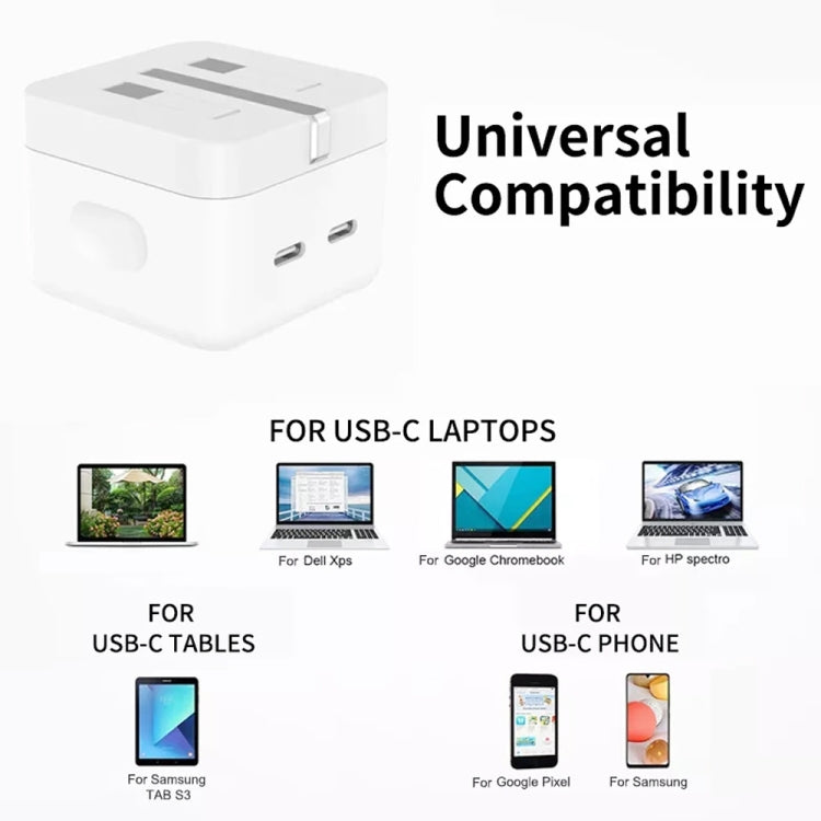 PD 35W Dual USB-C / Type-C Ports Charger with Type-C to Type-C Data Cable, UK Plug���������������...