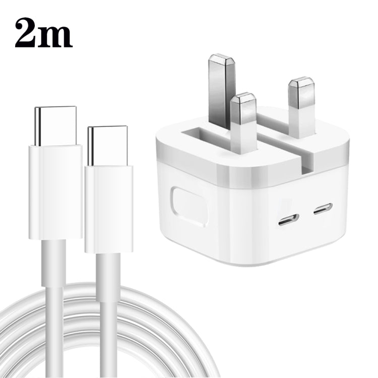 PD 35W Dual USB-C / Type-C Ports Charger with Type-C to Type-C Data Cable, UK Plug���������������...