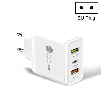 45W PD3.0 + 2 x QC3.0 USB Multi Port Quick Charger, EU Plug, EU Plug