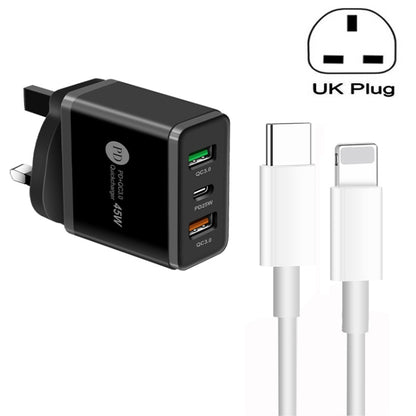 45W PD3.0 + 2 x QC3.0 USB Multi Port Charger with Type-C to 8 Pin Cable, UK Plug�����������������...