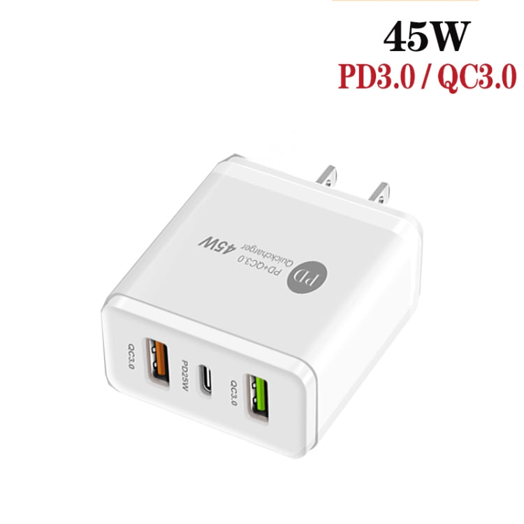 45W PD3.0 + 2 x QC3.0 USB Multi Port Charger with Type-C to Type-C Cable, US Plug����������������...